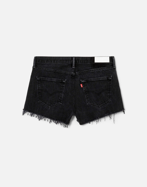 Re Done Black French Cut Mid Rise Relaxed Short Black