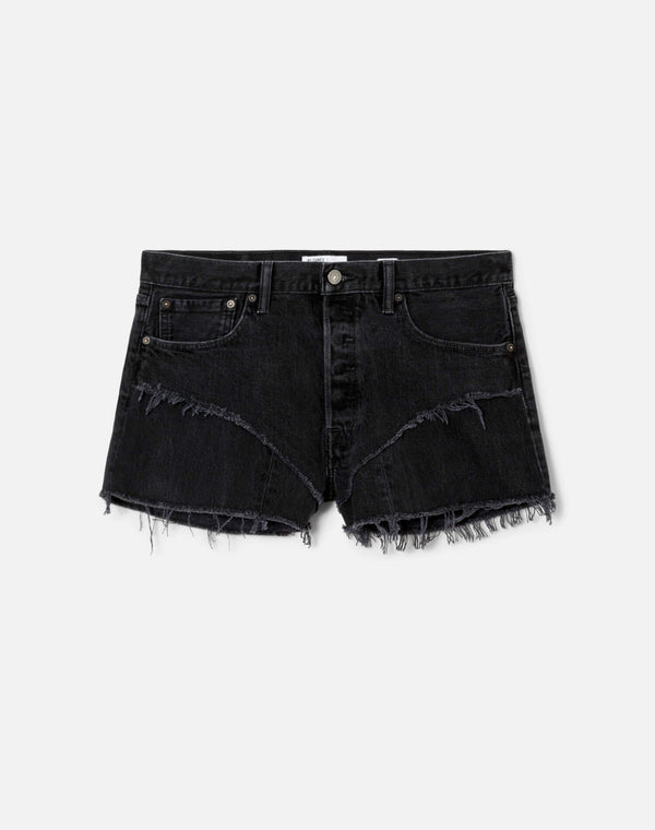 re done Black French Cut Mid Rise Relaxed Short Black