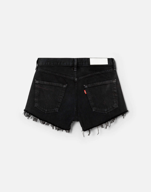 Re Done Black French Cut Mid Rise Relaxed Short Black
