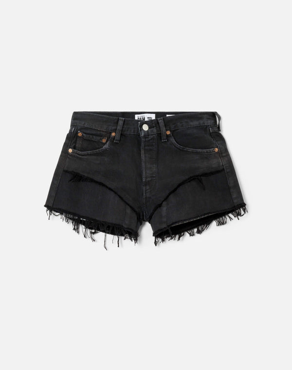 re done Black French Cut Mid Rise Relaxed Short Black