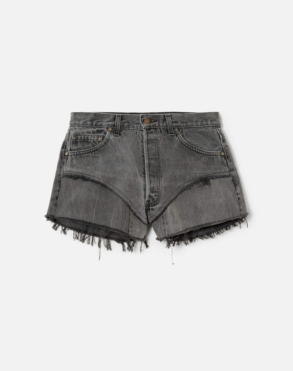 re done Black French Cut Mid Rise Relaxed Short Black