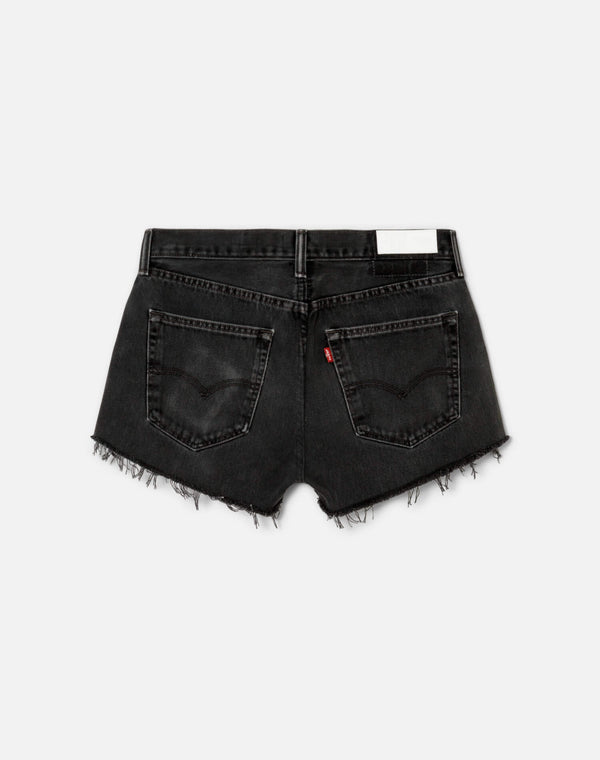 Re Done Black French Cut Mid Rise Relaxed Short Black