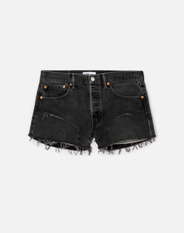 re done Black French Cut Mid Rise Relaxed Short Black