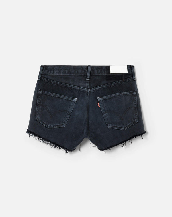 Re Done Black French Cut Mid Rise Relaxed Short Black