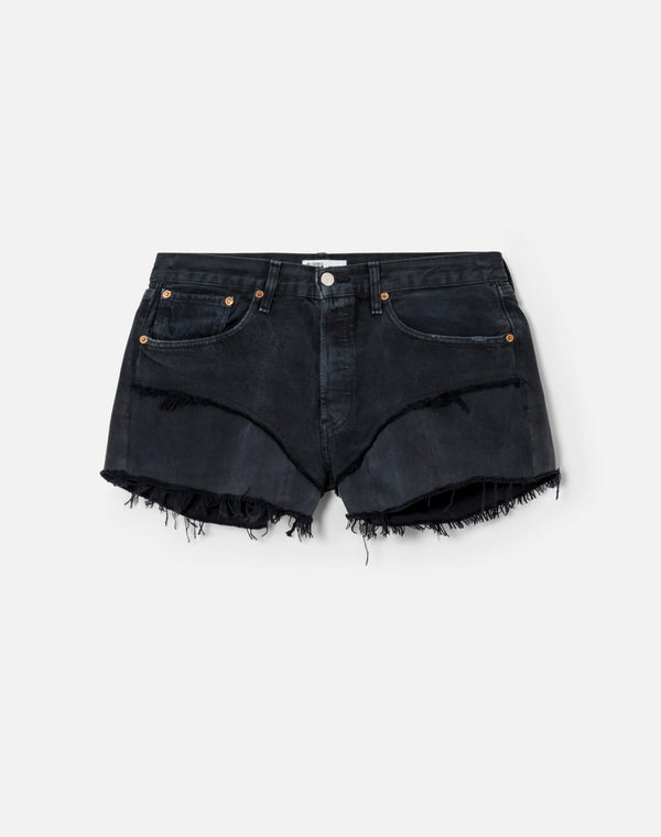 re done Black French Cut Mid Rise Relaxed Short Black