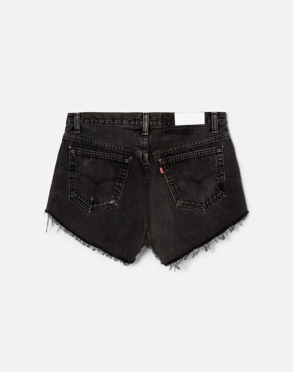 Re Done Black French Cut Mid Rise Relaxed Short Black
