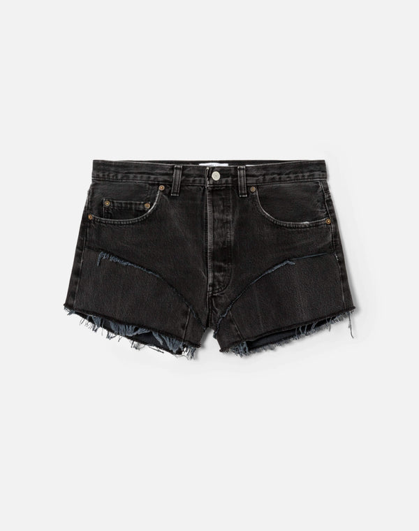 re done Black French Cut Mid Rise Relaxed Short Black
