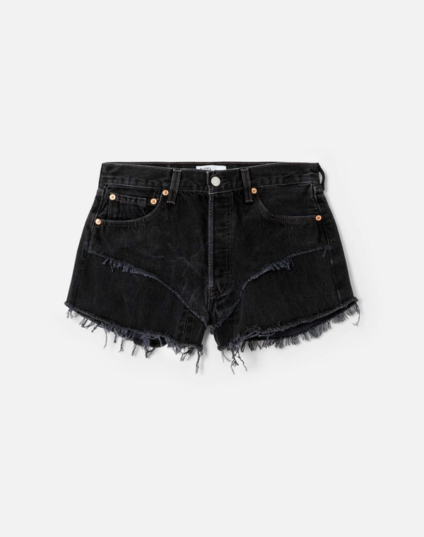 re done Black French Cut Mid Rise Relaxed Short Black