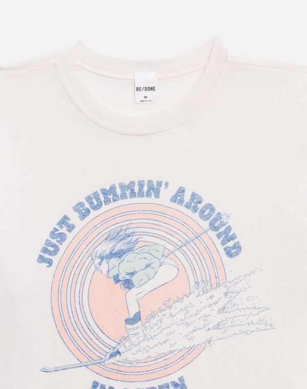 Re Done Boxy Boyfriend "Ski Bum" Long Sleeve Vintage White