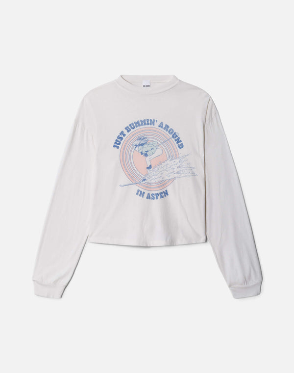 re done Boxy Boyfriend "Ski Bum" Long Sleeve Vintage White