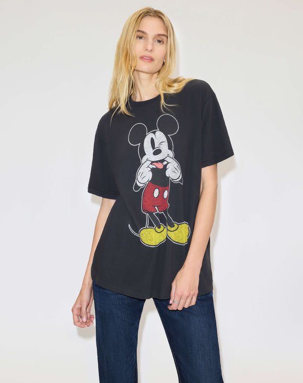 Re Done Boyfriend "Silly Mickey Mouse" Tee Washed Black