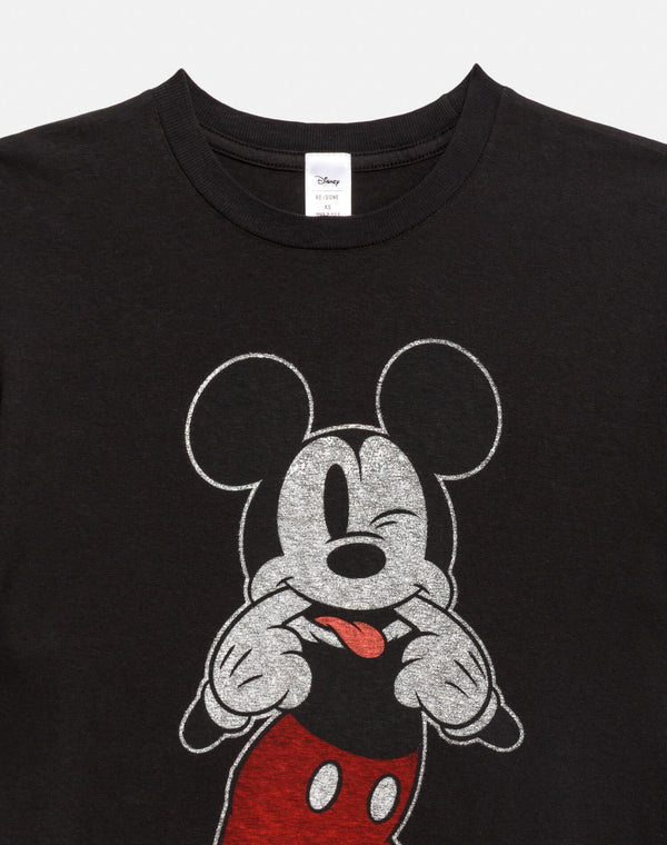 Re Done Boyfriend "Silly Mickey Mouse" Tee Washed Black