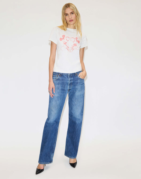 Re Done Classic "Disney Heart Hands" Tee Vintage White