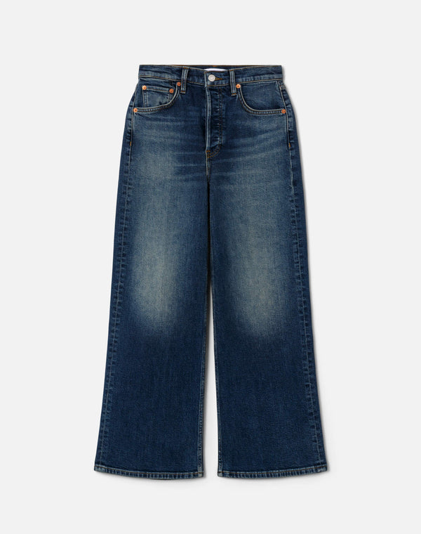 Re Done Comfort Stretch High Rise Wide Leg Crop Smoke Water