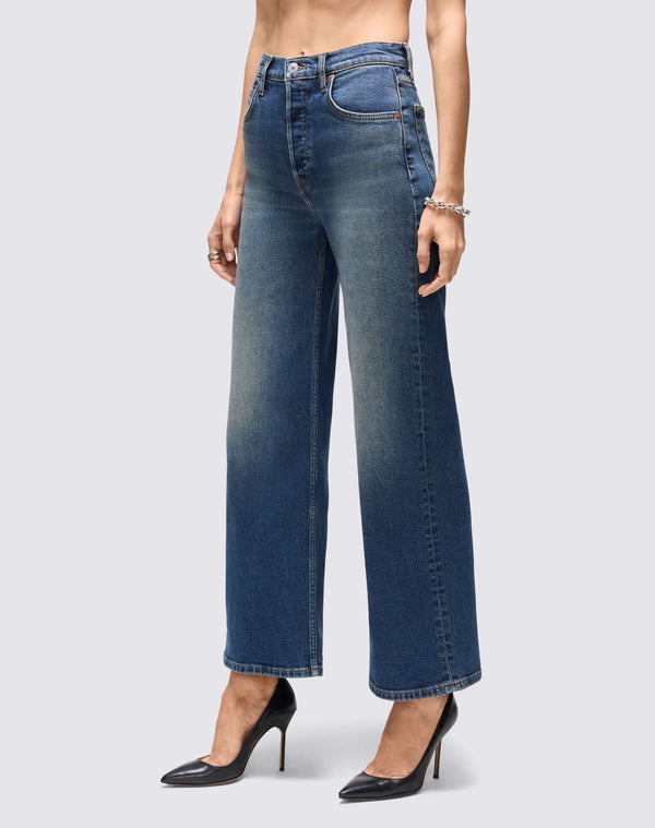 Re Done Comfort Stretch High Rise Wide Leg Crop Smoke Water