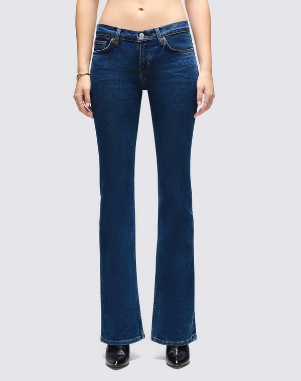 re done Comfort Stretch Low Rise Micro Boot Rustic Indigo