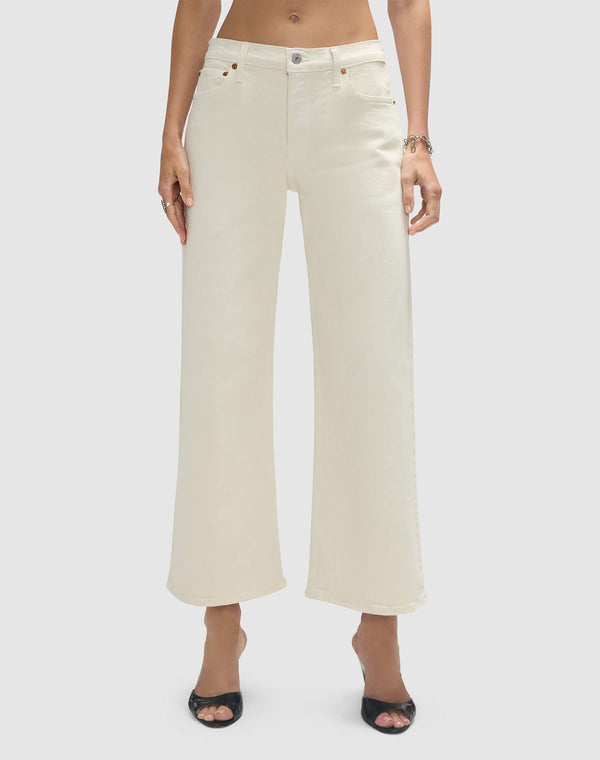 re done Comfort Stretch Mid Rise Wide Leg Crop Vintage White
