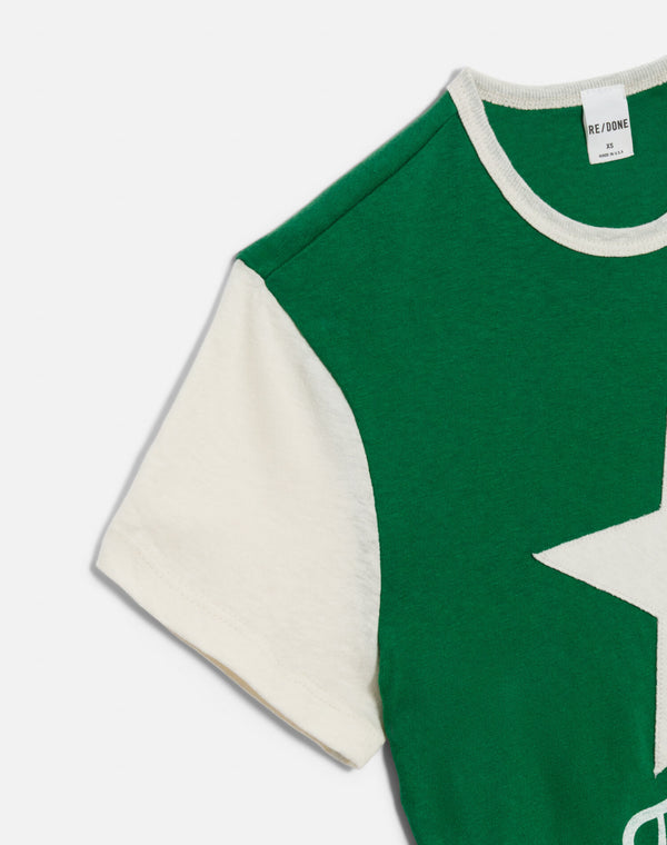 Re Done Jagger Boxy Jersey "The Stars" Emerald/Vintage White