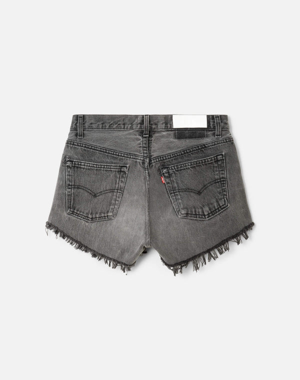 Re Done Levi's Black French Cut Mid Rise Relaxed Short