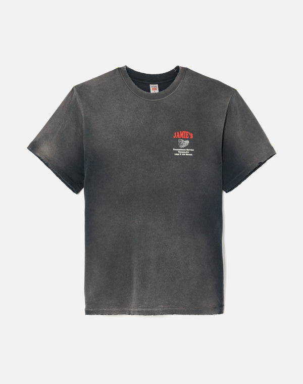 re done Loose "Transmission Service" Tee Sun Faded Black