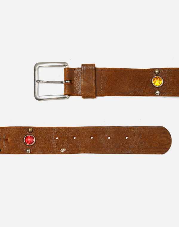 Re Done 40s Suede Jeweled Belt Brown