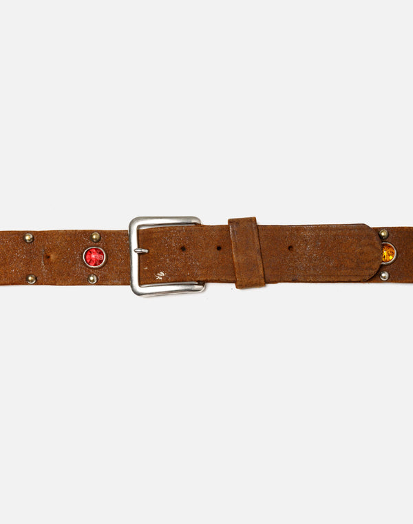 Re Done 40s Suede Jeweled Belt Brown