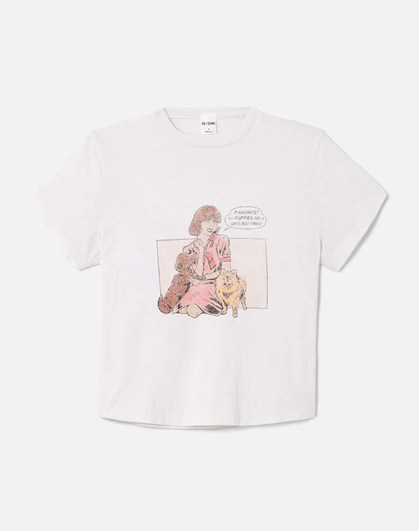 re done 50s Boxy "Puppies" Tee Vintage White