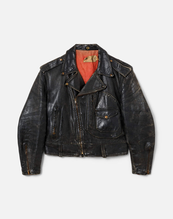 re done 50s Leather Moto Jacket Black