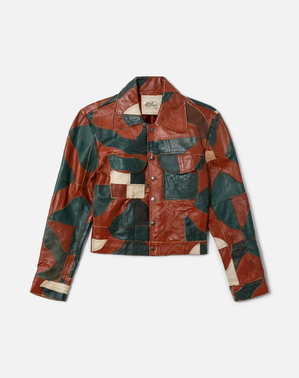 re done 60s Patchwork Leather Jacket Red