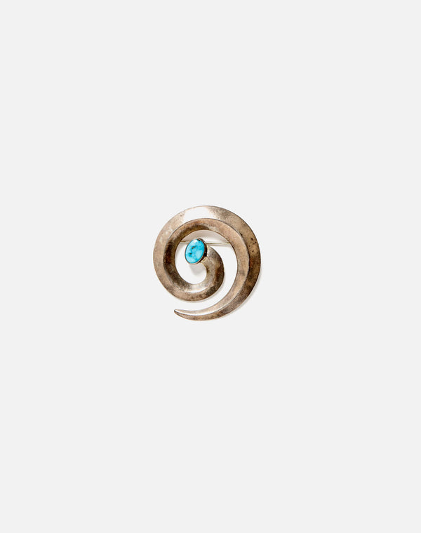 re done 60s Sterling Turquoise Swirl Pin Blue