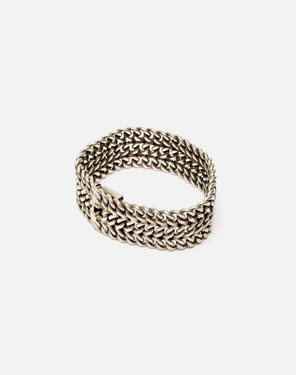 Re Done 70s Braided 3 Row Chain Bracelet Silver