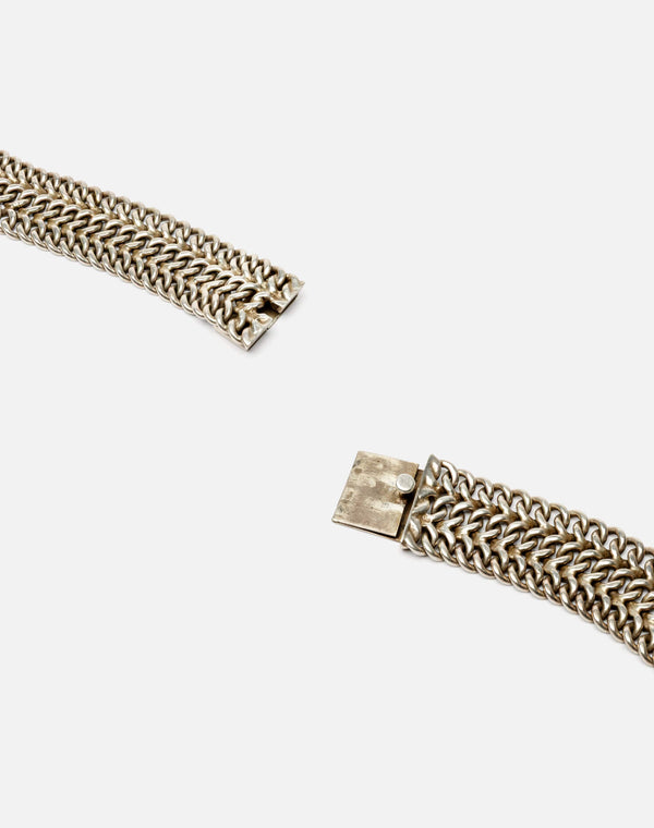 Re Done 70s Braided 3 Row Chain Bracelet Silver