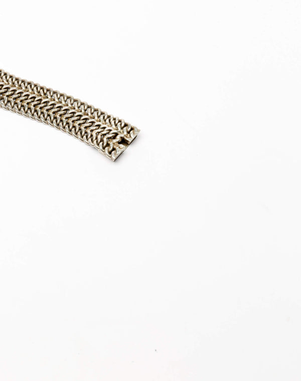 Re Done 70s Braided 3 Row Chain Bracelet Silver