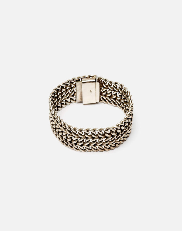 re done 70s Braided 3 Row Chain Bracelet Silver