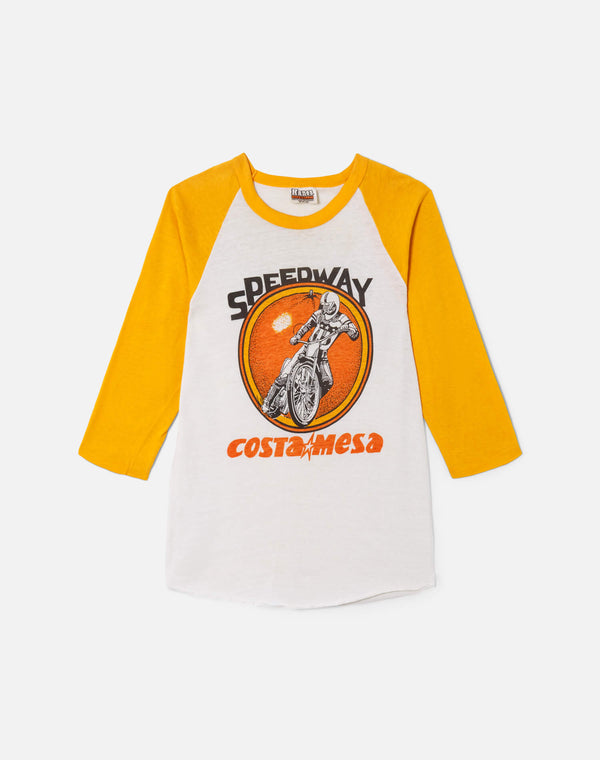re done 70s Hanes Raglan Speedway Tee Yellow