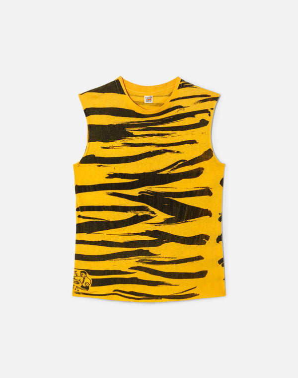re done 70s Hanes Tiger Print Tank Top Yellow