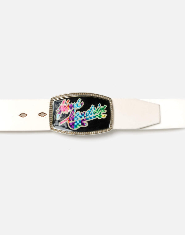 Re Done 70s Jimi Hendrix Buckle Belt White