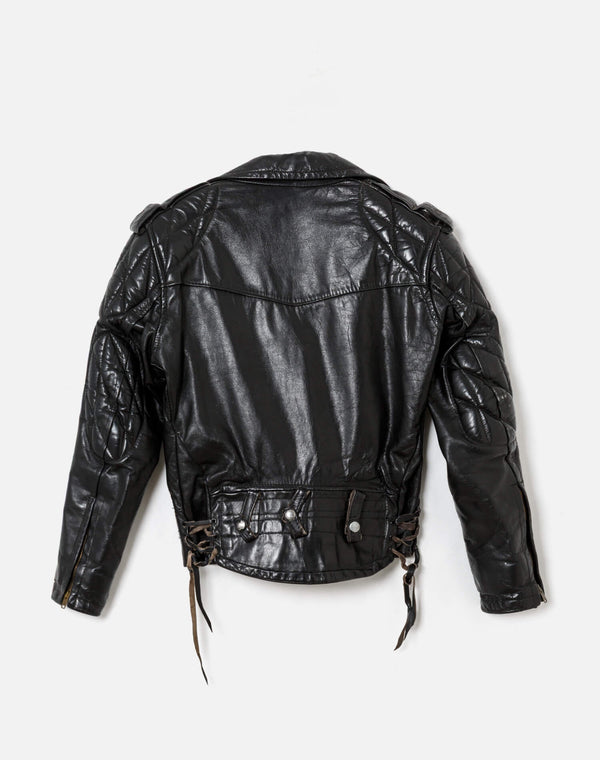 Re Done 70s Leather Jacket With Side Ties Black