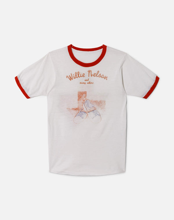 re done 70s Willie Nelson Ringer Tee White