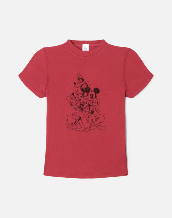 re done 90s Baby "Mickey Mouse Crew" Tee Rosso