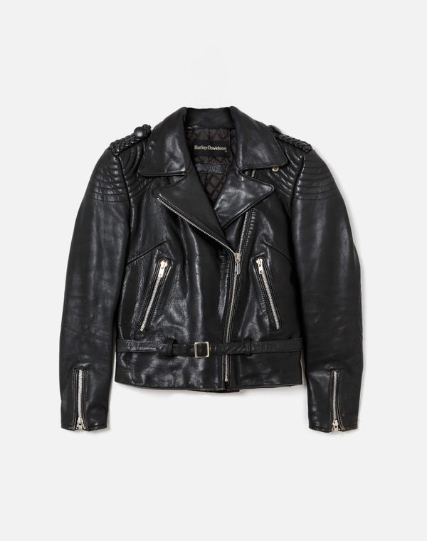 re done 90s Harley Davidson Leather Jacket Black