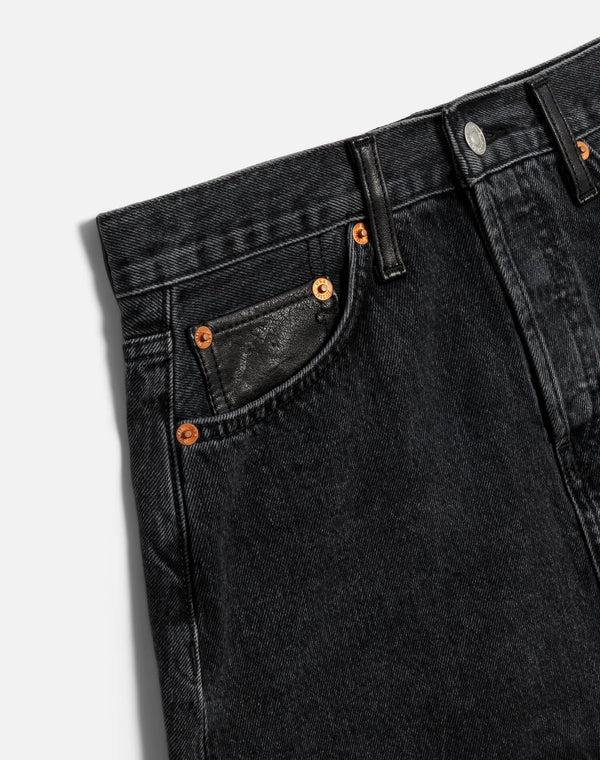 Re Done Aline Classic Skirt Back To Black Leather