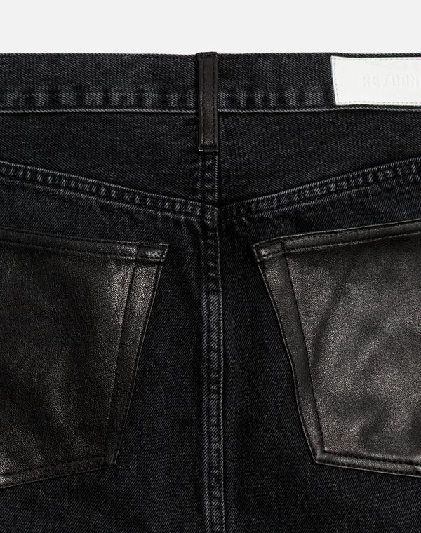 Re Done Aline Classic Skirt Back To Black Leather