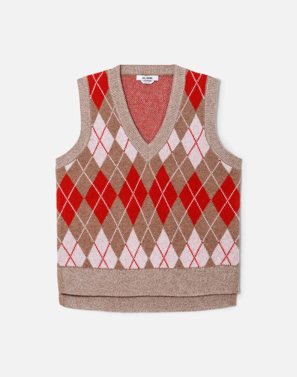 re done Argyle Vest Red Combo