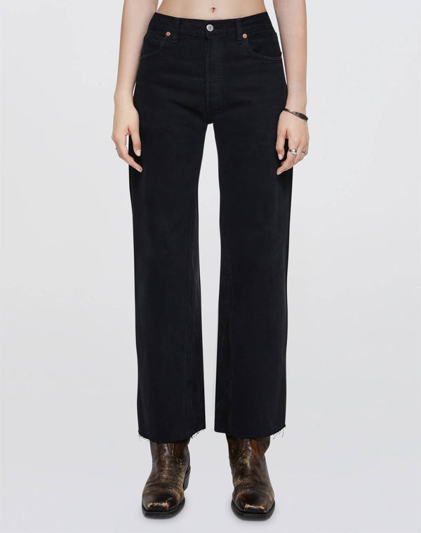 Re Done Black High Rise Wide Leg Crop Black