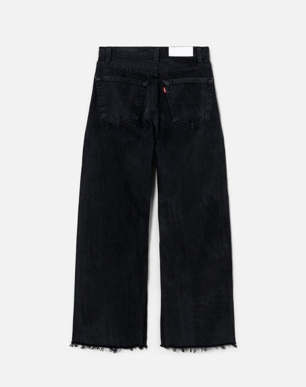 Re Done Black High Rise Wide Leg Crop Black