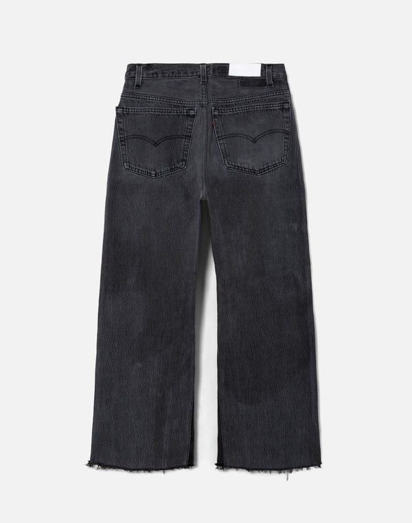 Re Done Black High Rise Wide Leg Crop Black