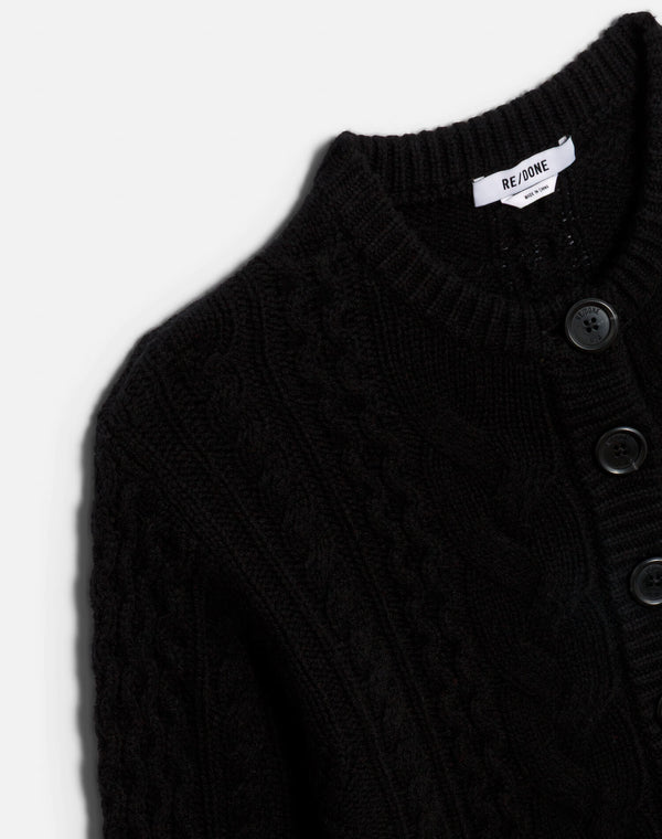 Re Done Cable Cardigan Black