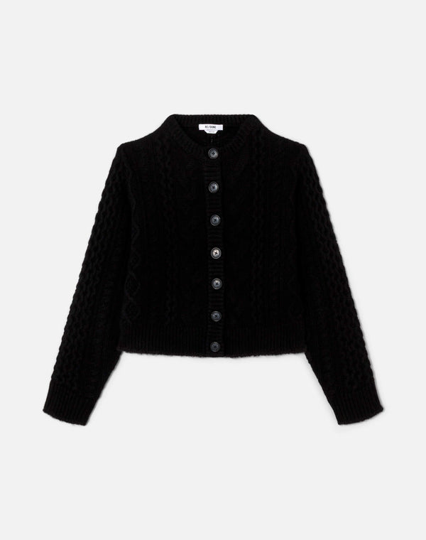 re done Cable Cardigan Black
