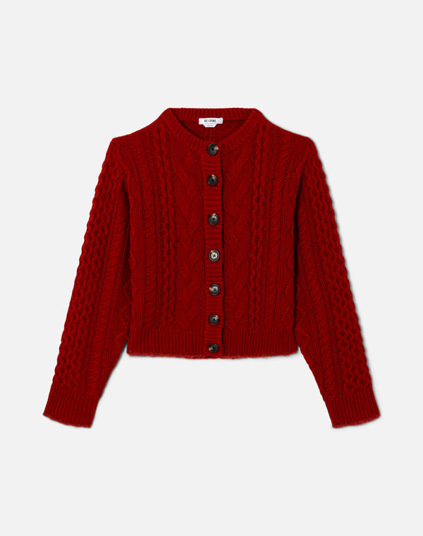 re done Cable Cardigan Rosso